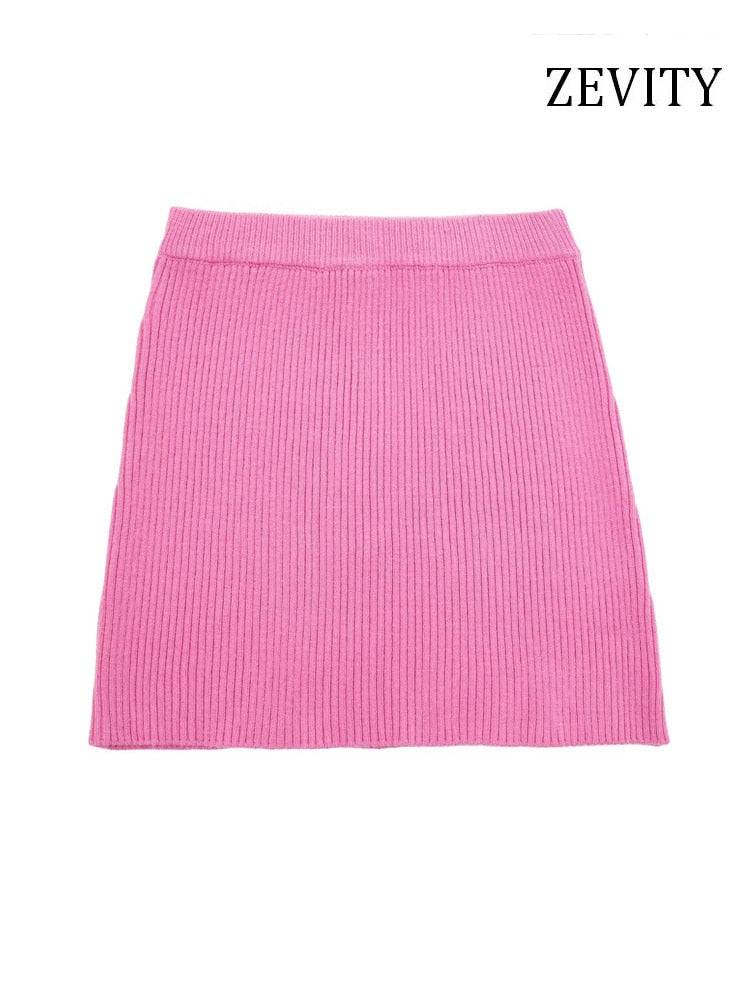 Women Fashion Loose Turtleneck Knit Sweater And High Elastic Waist A Line Mini Skirts Female Two Piece Sets