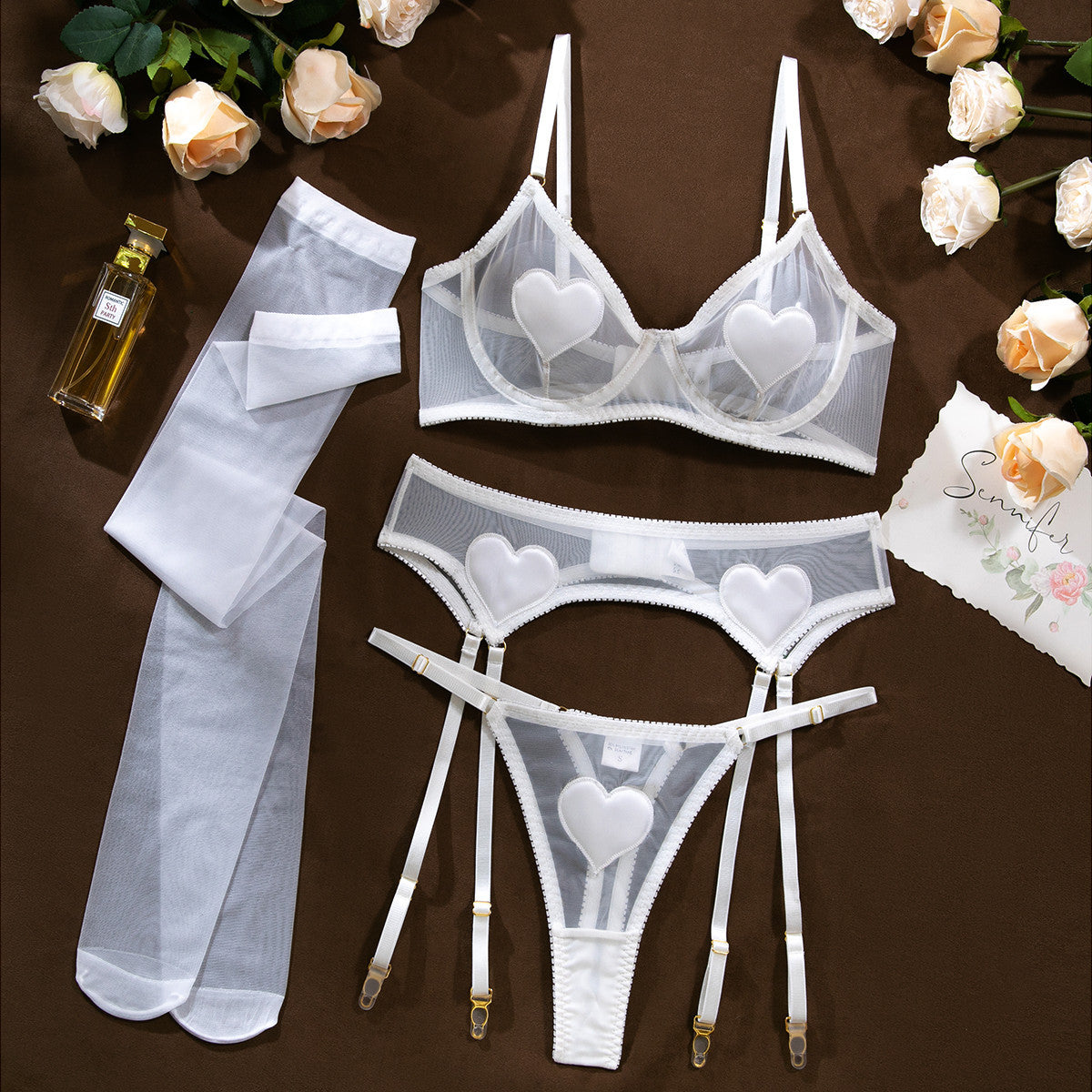 Mesh Lingerie Set with Stockings