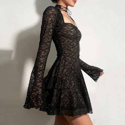 Strap slimming lace elegant style slimming short skirt