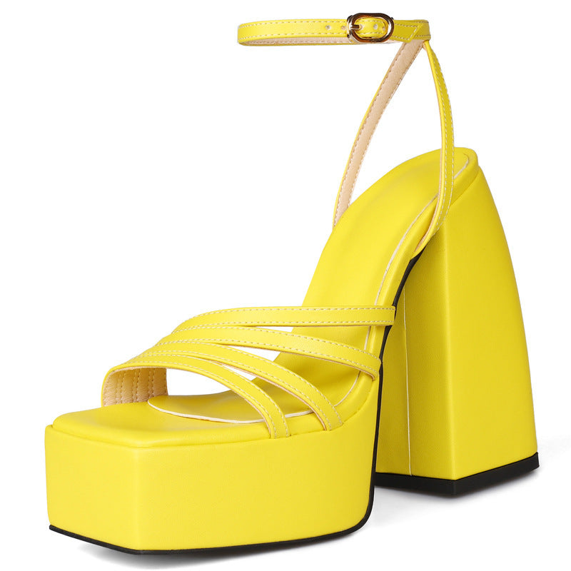 Summer Chunky High Heel Open Toe Sandals For Women Plus Size 40-46