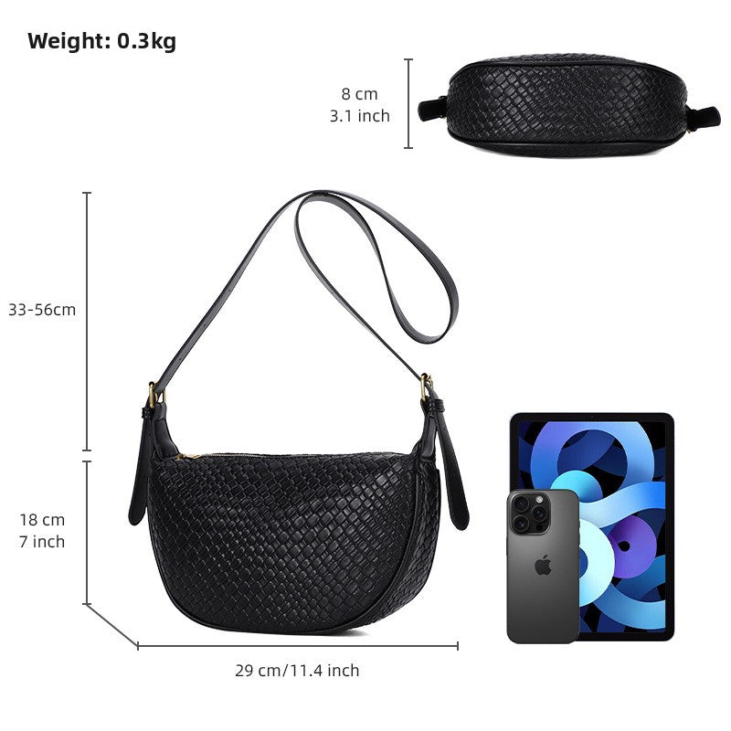 Textured Woven Quilted Shoulder Bag