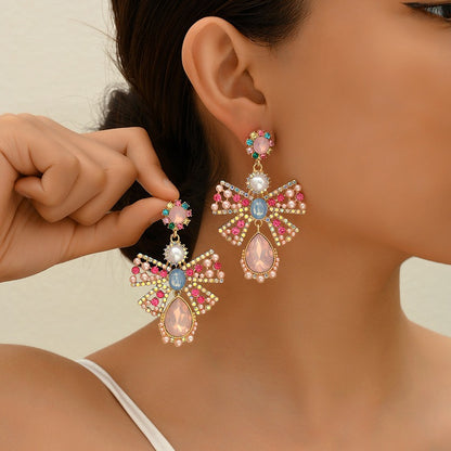Boho Alloy Pearl Stud Earrings