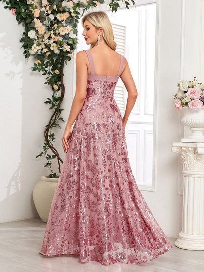 Elegant Strapless Sequin Evening Gown
