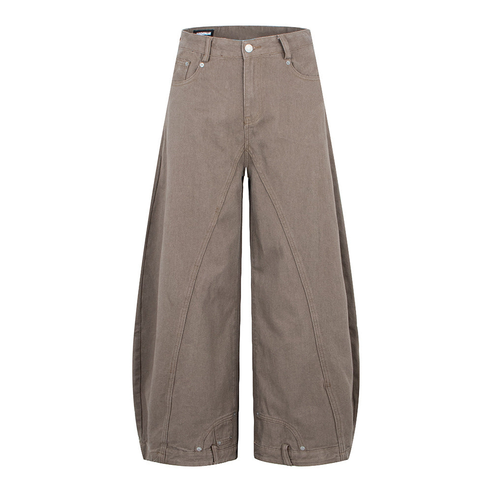 Vintage unisex jeans met omgeslagen pijpen losse pasvorm en scherpe rand