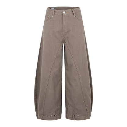 Vintage unisex jeans met omgeslagen pijpen losse pasvorm en scherpe rand