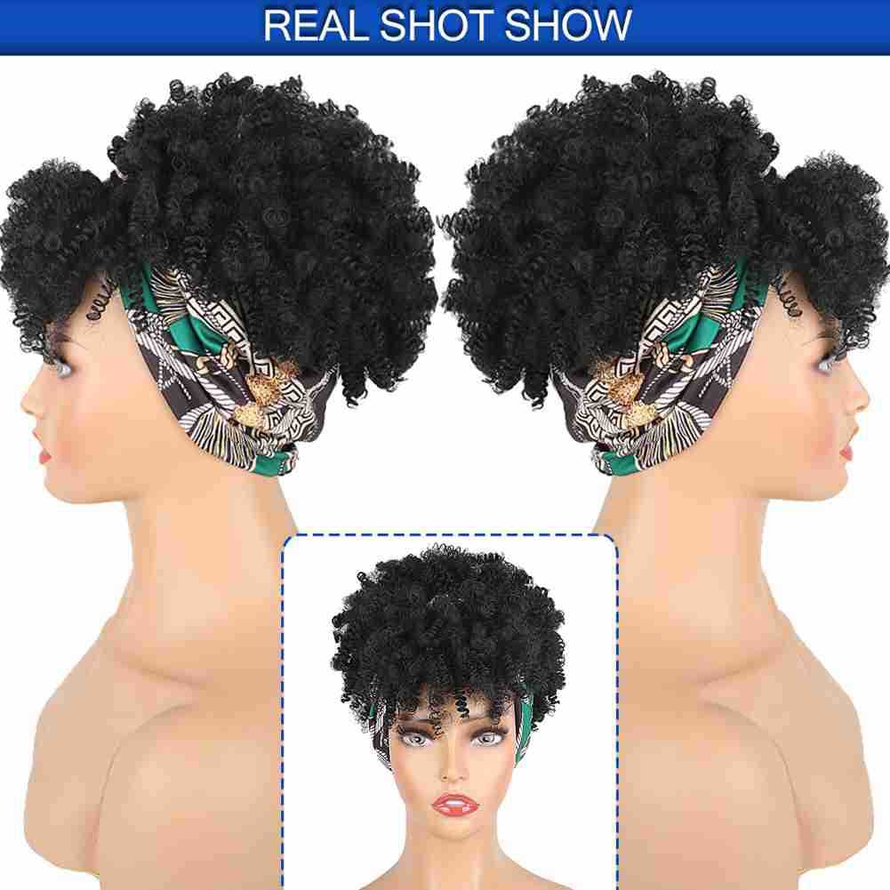 Women's Curly Headband Wig with Bangs
