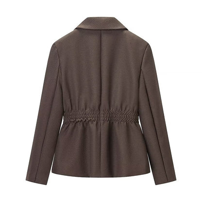 Blazer met lange mouwen geplooide en getailleerde taille