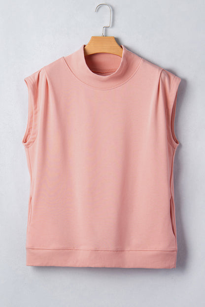 Effen top met hoge hals en korte mouwen osvallend model