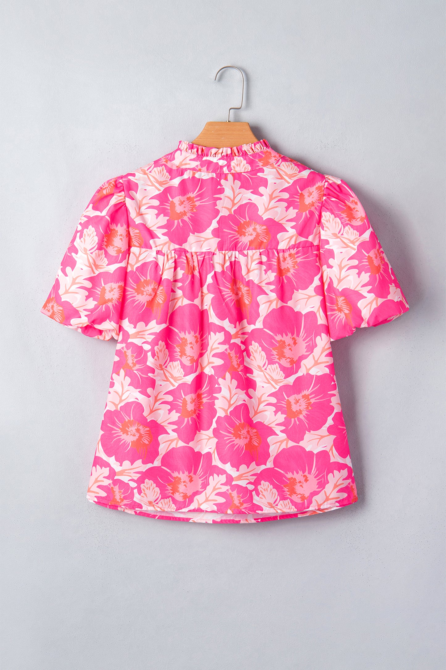 Zomerblouse met korte pofmouwen en bloemenprint