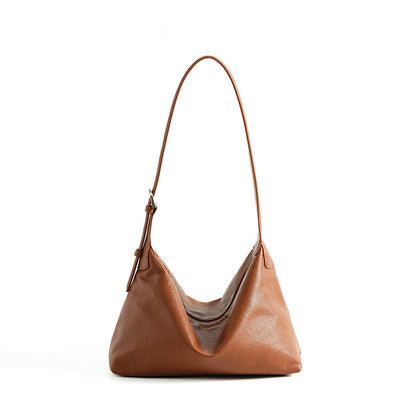 Vintage First Layer Vegetable Tanned Cowhide Casual Shoulder Underarm Bag Large Capacity Classic Leather Crossbody Hobo Bag