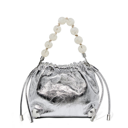 Top-Layer Cowhide Beaded Handbag