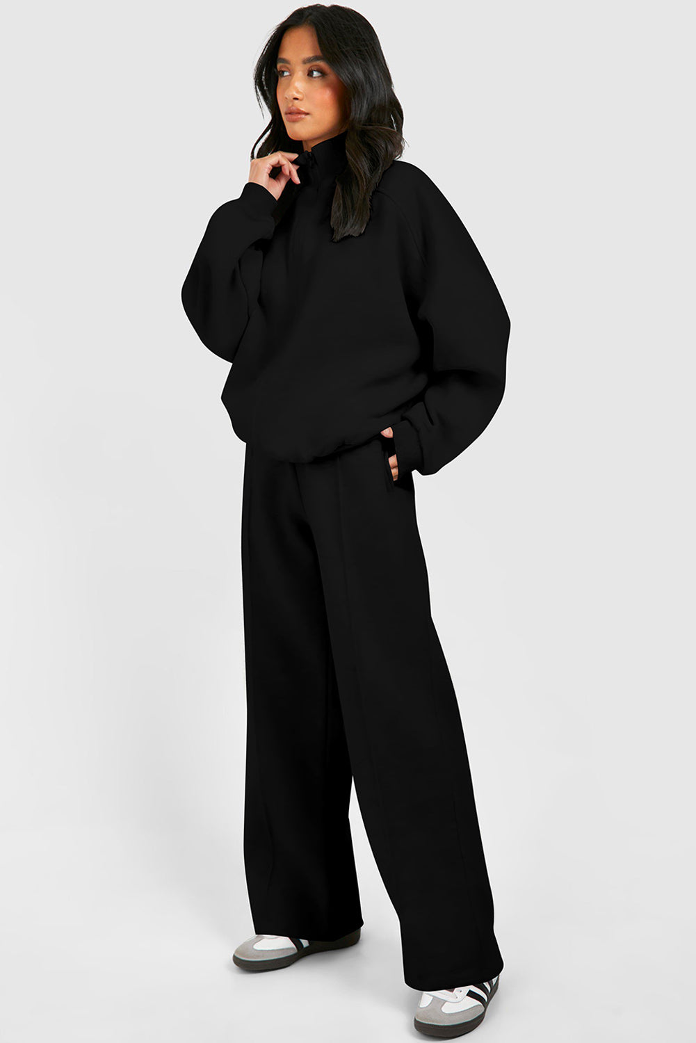 Sweatshirt met halve rits en bijpassende broek