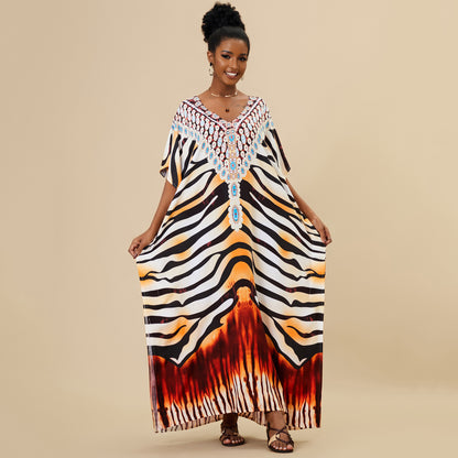 Loose-Fitting Rayon Beach Cover-Up Dress