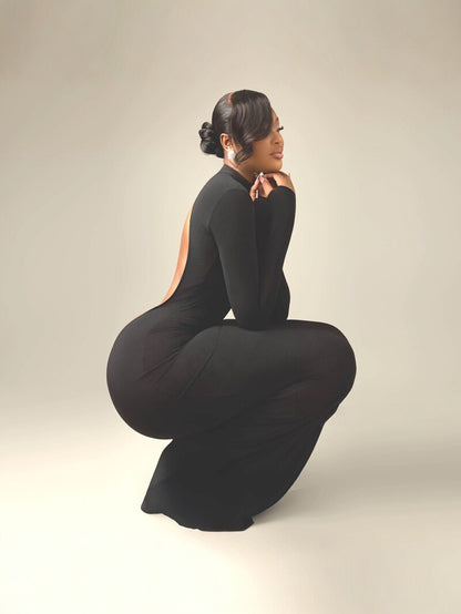 Womens Backless High Neck Bodycon Long Dress
