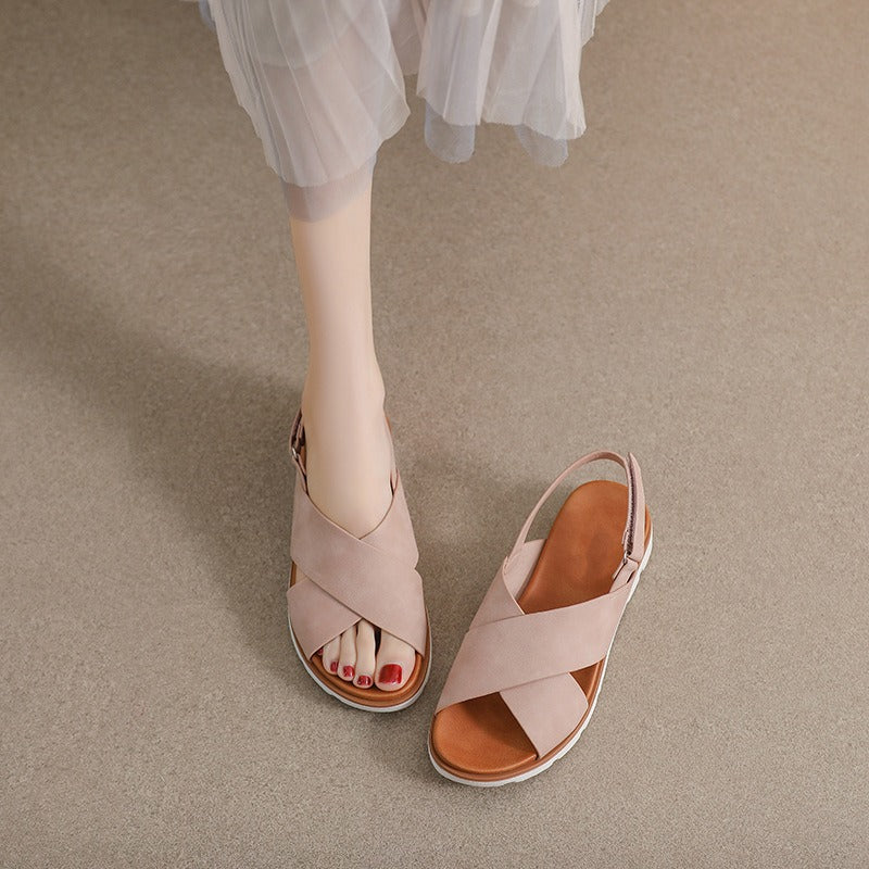 Flat sandals for women's summer leisure beach soft soled vacation Roman shoes