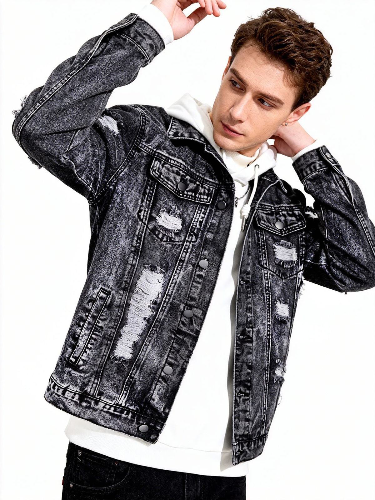 Men's Snowflake Washed Denim Jacket