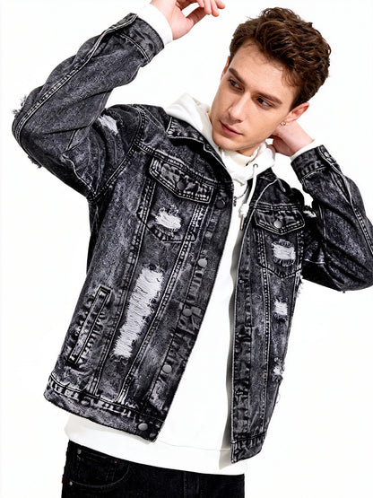 Men's Snowflake Washed Denim Jacket
