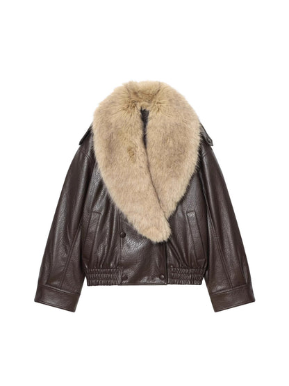 Women's PU fur collar jacket