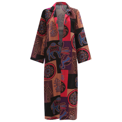 Lange open vest-jas met print