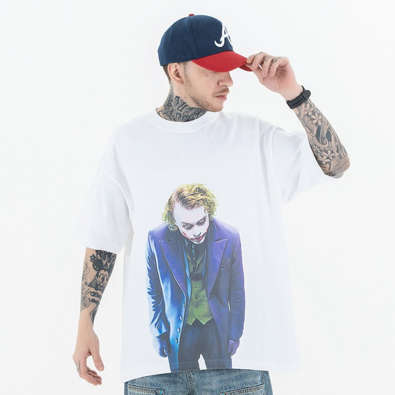 Men's Clothing Joker Dark Breathable Printed Crew Neck Short Sleeve T-Shirt for Men and Women