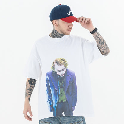 Men's Clothing Joker Dark Breathable Printed Crew Neck Short Sleeve T-Shirt for Men and Women