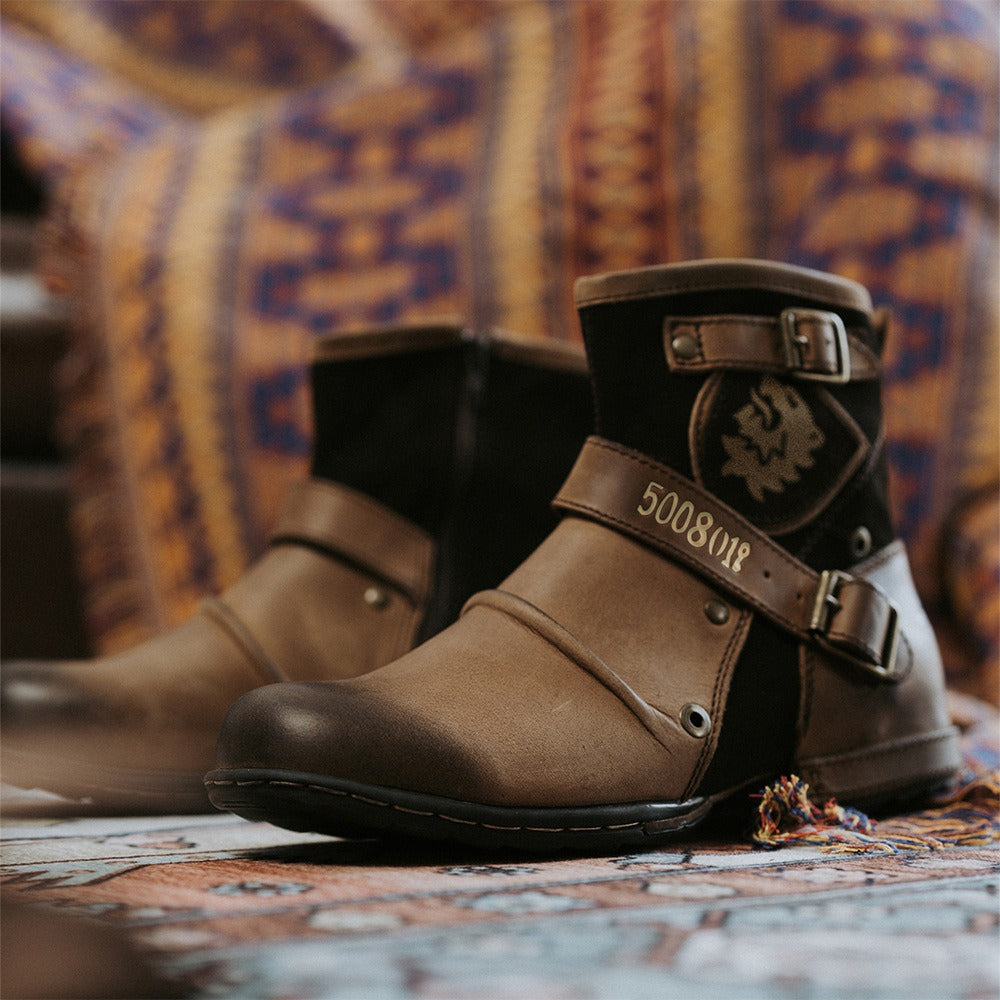 Western denim PU-leren Martin boots voor heren