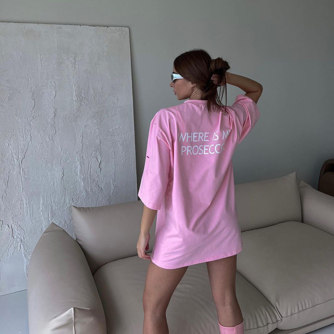 Round Neck Short Sleeve T-Shirt Fashionable Trendy Youthful