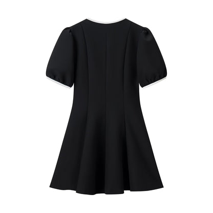 New women's stylish contrasting butterfly bow mini dress
