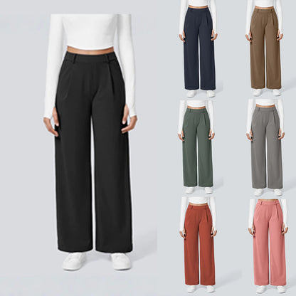 Women's High-Waist Straight-Leg Pocket Casual Outdoor Trousers