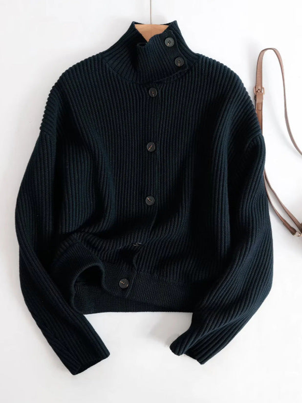 Womens High Neck Knitted Cardigan