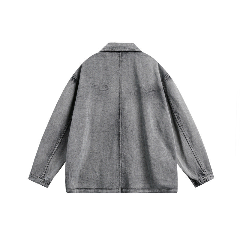 Trendy ins suit collar denim jacket men's loose trendy brand couple jacket