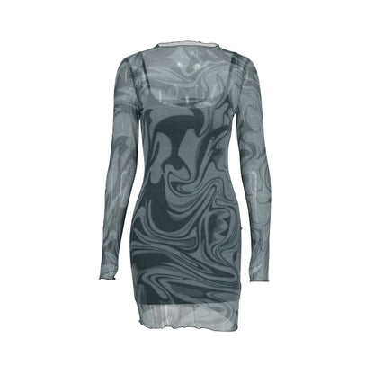 Women's Strapless Printed Sexy Bodycon Dress Two-Piece Set