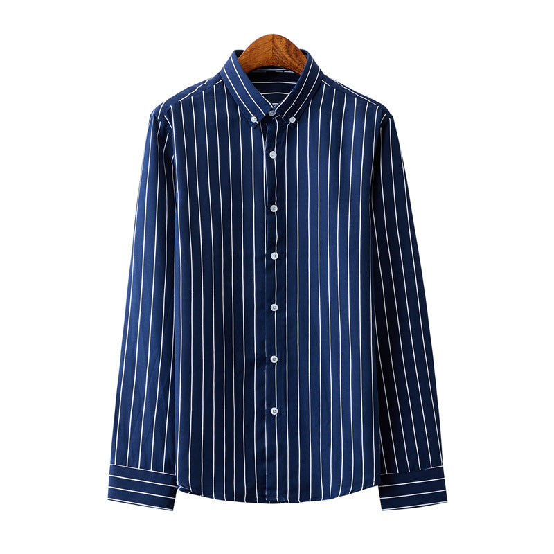Men's Striped Long-Sleeve Shirt Trendy Versatile Top