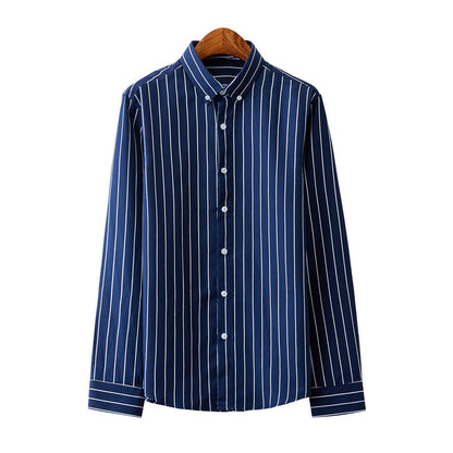 Men's Striped Long-Sleeve Shirt Trendy Versatile Top