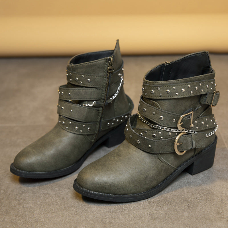 Punk Style Mid-Calf Boots