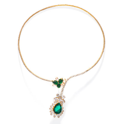 Leaf Motif Luxury Zircon Clavicle Necklace