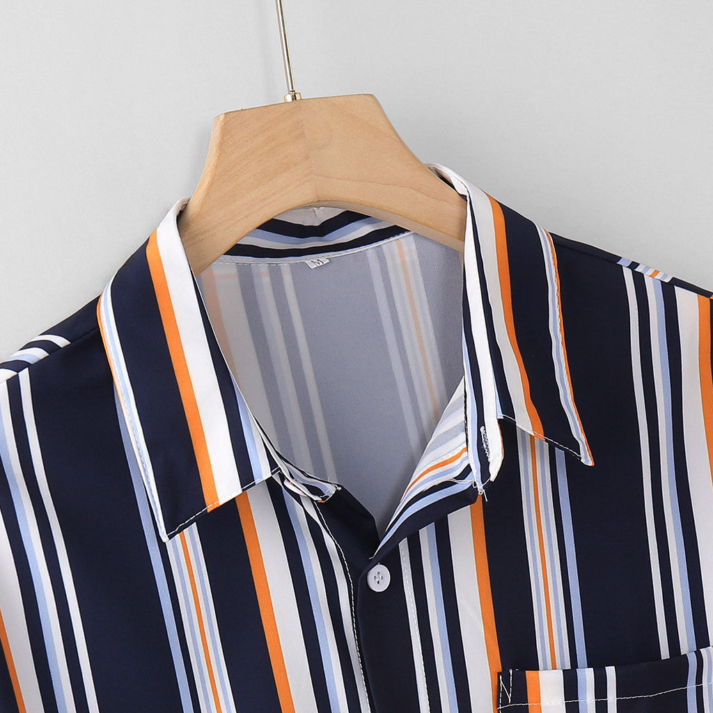 Heren overhemd met korte mouwen en strepen