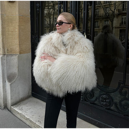 Women's short teddy fur coat