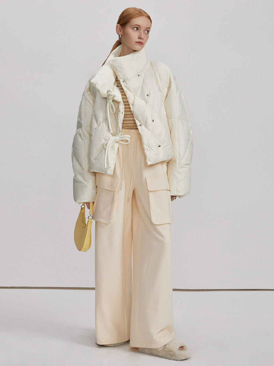 High-end staande kraag eendendons korte jas