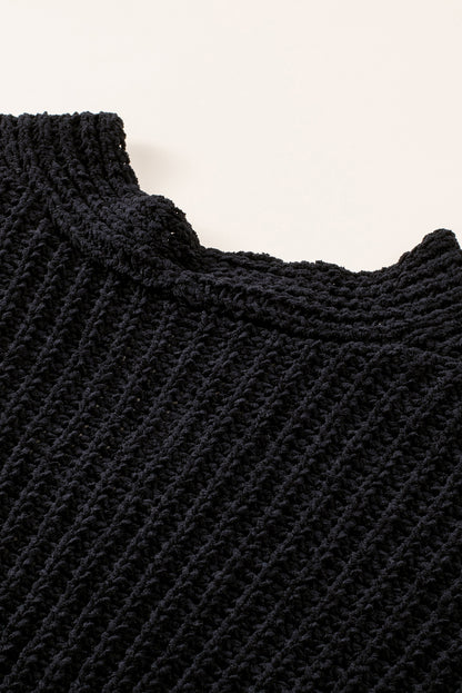 Gray Buttoned Front Drop Shoulder Knitted Cardigan