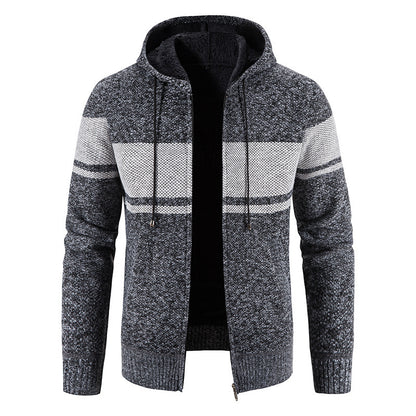 Spring and Autumn Men's Hooded Knitted Cardigan