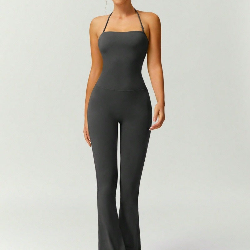Quick Dry Yoga Fitness Suit with High Waisted Flared Pants
