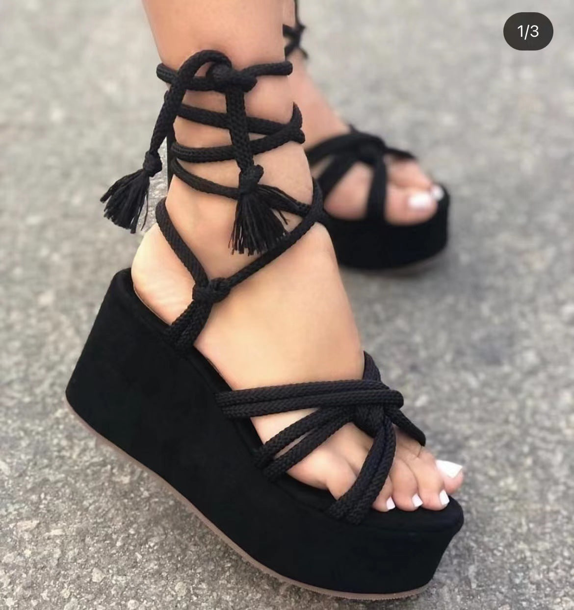 Summer New Plus Size Women's Shoes Wedge Heel Strap Fashion Thick Sole Strap Sandals