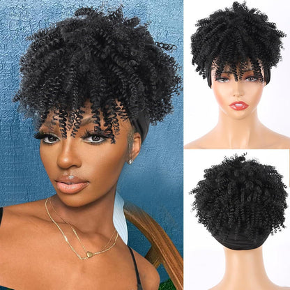 Women's Curly Headband Wig with Bangs