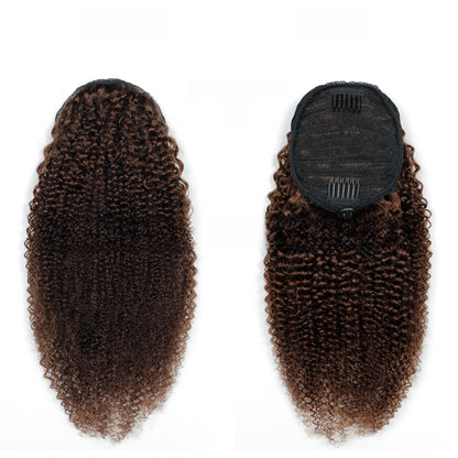 Real hair drawstring ponytail