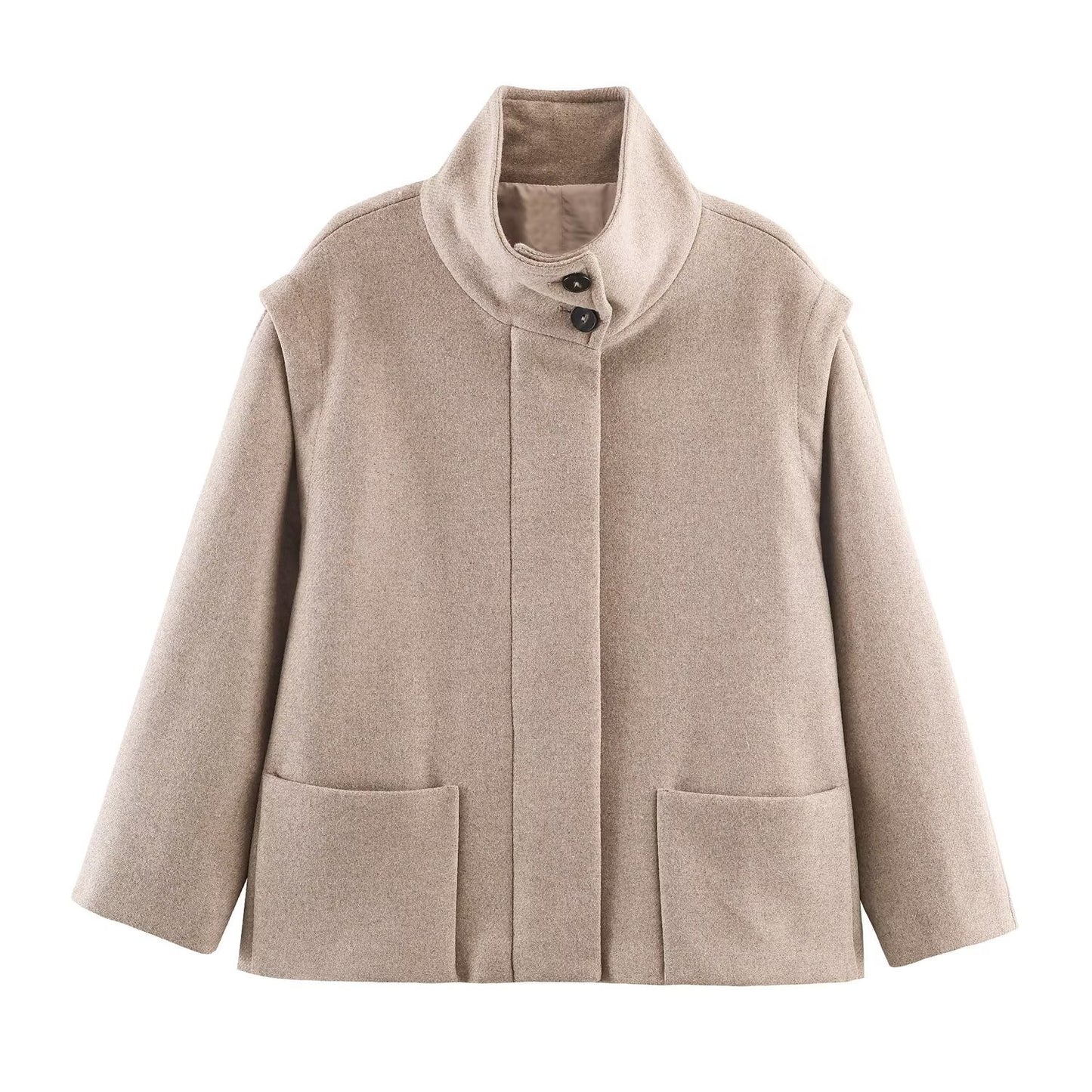 Gecombineerd jas met hoge kraag minimalistische stijl
