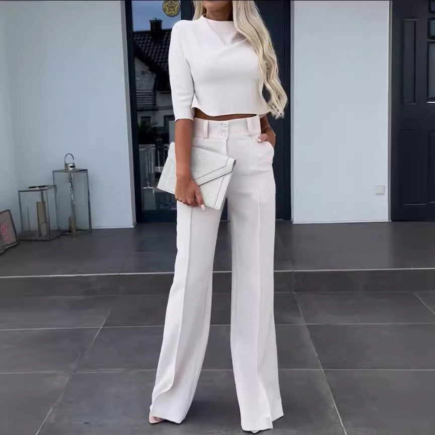 Women's Nine-Quarter Sleeve Slim-Fit Suit Set