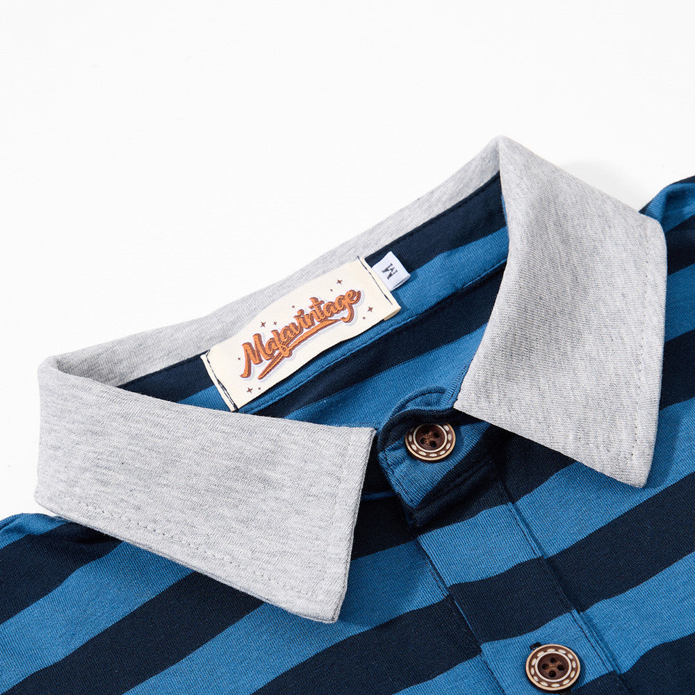 Gestreepte poloshirt met letterprint en korte mouwen