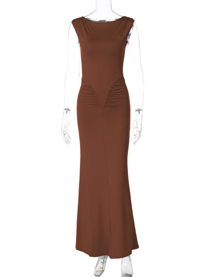 Womens Slim Fit Pleated Dress
