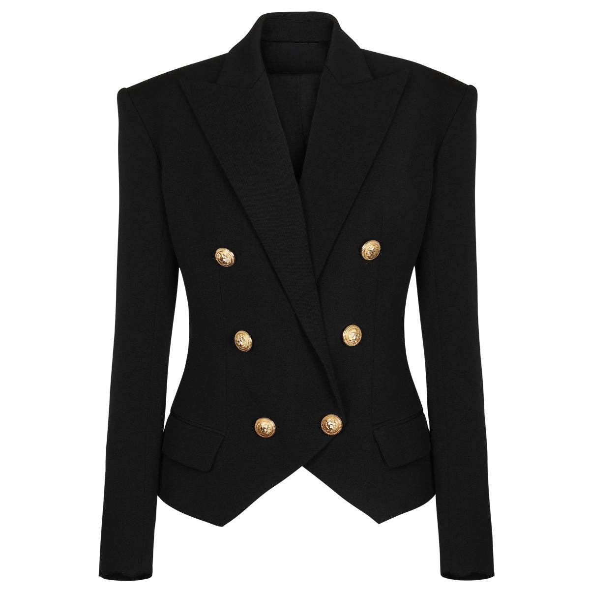 Klassieke damesblazer met dubbele rij gouden knopen